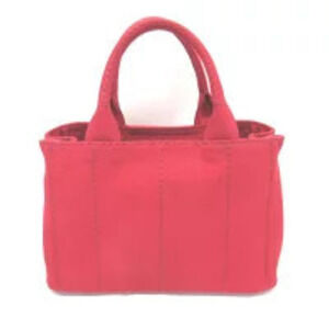Prada Tote Hand Canapa Bag Red 2way